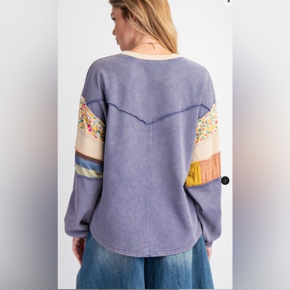 #067 Easel PRINT MIX WASHED TERRY KNIT PULLOVER - Picture 5 of 6